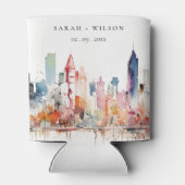 Chicago Illinois Watercolor Landscape Wedding 缶クーラー (裏面)