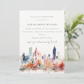 Chicago Illinois Watercolor Scape Bridal Shower 招待状 (スタンド正面)