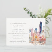 Chicago Illinois Watercolor Scape Rehearsal Dinner 招待状 (スタンド正面)