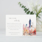Chicago Illinois Watercolor Scape Wedding Details エンクロージャーカード (スタンド正面)