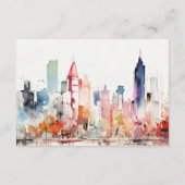 Chicago Illinois Watercolor Scape Wedding Details エンクロージャーカード (裏面)