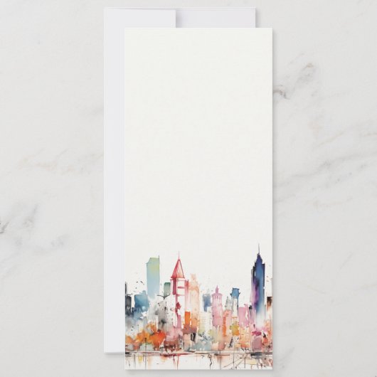 Chicago Illinois Watercolor Scape Wedding Menu 招待状 (裏面)