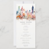 Chicago Illinois Watercolor Scape Wedding Program 招待状 (正面)