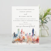 Chicago Illinois Watercolor Scape Wedding Shower 招待状 (スタンド正面)