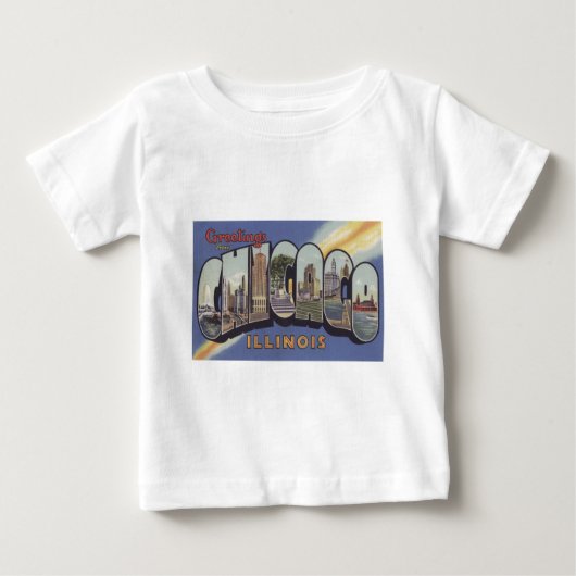 Chicago Large Letterヴィンテージテーマ ベビーTシャツ (正面)
