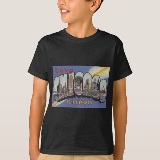Chicago Large Letterヴィンテージテーマ Tシャツ (正面)