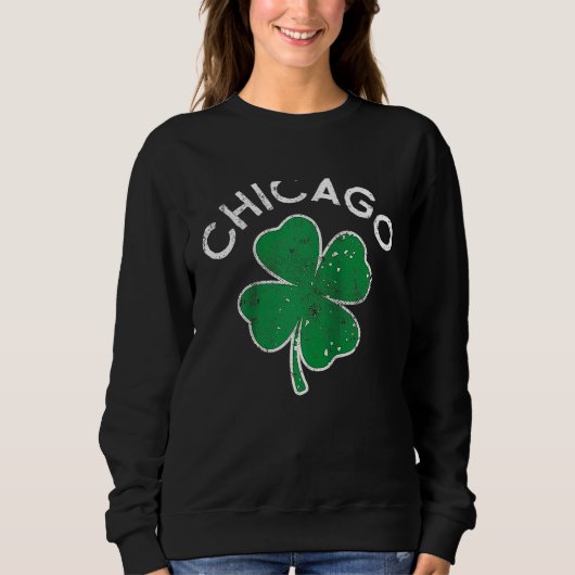 Chicago Lucky C St Patrick's Day Distress Raglan B スウェットシャツ (正面)