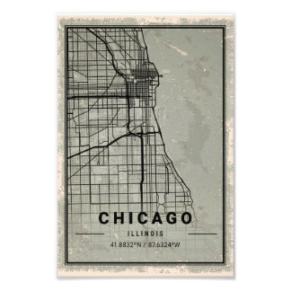 chicago map print poster canvas | illinois フォトプリント           
