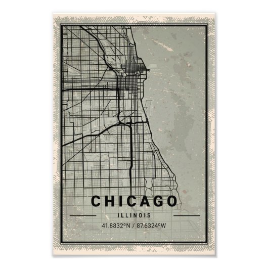 chicago map print poster canvas | illinois フォトプリント            (正面)
