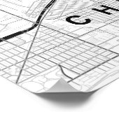 Chicago Minimalist Map (Black & White) ポスター (角)