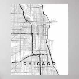 Chicago Minimalist Map (Black & White) ポスター