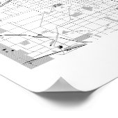 Chicago Modern Minimal Black and White Line Map ポスター (角)