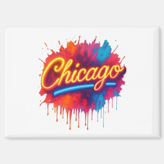 Chicago Neon Street Art Splash magnet マグネット (正面)