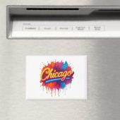 Chicago Neon Street Art Splash magnet マグネット (インサイチュ (食洗機))