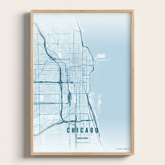 Chicago Ocean Map Print Wall art Poster Gift Idea ポスター