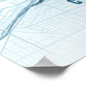 Chicago Ocean Map Print Wall art Poster Gift Idea ポスター (角)