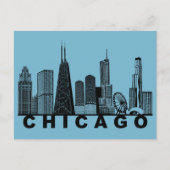 Chicago Postcard – Iconic Skyline Silhouette  ポストカード (正面)