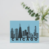 Chicago Postcard – Iconic Skyline Silhouette  ポストカード (スタンド正面)