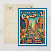 Chicago Randolph Street 1950s View ポストカード (正面/裏面)