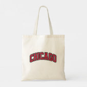 Chicago Red Block Varsity Style Text Design トートバッグ (裏面)