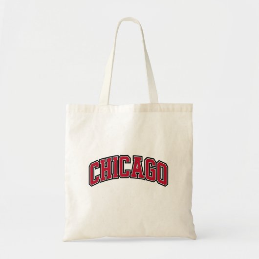 Chicago Red Block Varsity Style Text Design トートバッグ (正面)