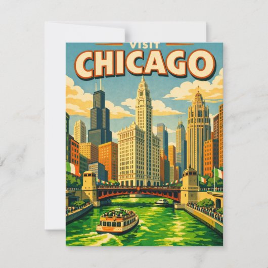 Chicago River Saint Patricks day postcard ノートカード (正面)