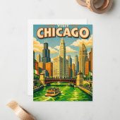 Chicago River Saint Patricks day postcard ノートカード (正面/裏面インサイチュ)