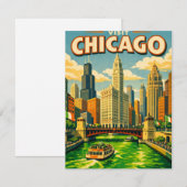Chicago River Saint Patricks day postcard ノートカード (正面/裏面)