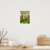 Chicago River Saint Patricks day postcard ポスター (キッチン)