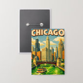 Chicago River Saint Patricks day postcard 缶バッジ (正面/裏面)