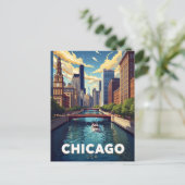 Chicago River Skyline Boat Tour ポストカード (スタンド正面)