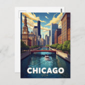 Chicago River Skyline Boat Tour ポストカード (正面/裏面)