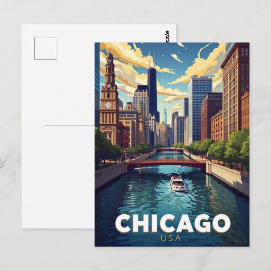 Chicago River Skyline Boat Tour ポストカード (正面/裏面)
