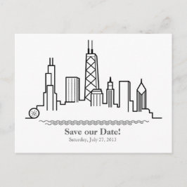 Chicago Save the Date City Skyline 案内ポストカード