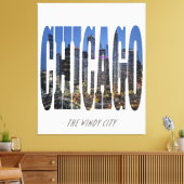Chicago Skyline キャンバスプリント (インサイチュ (リビング))