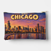 Chicago skyline and Lake Michigan in the evening アクセサリーポーチ (裏面)