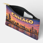 Chicago skyline and Lake Michigan in the evening アクセサリーポーチ (見開き)