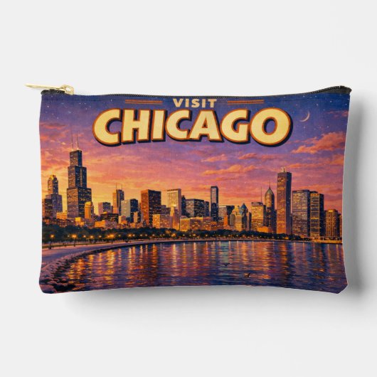 Chicago skyline and Lake Michigan in the evening アクセサリーポーチ (正面)