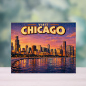 Chicago skyline and Lake Michigan in the evening アクリルサイン (ニュートラル)