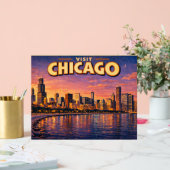 Chicago skyline and Lake Michigan in the evening アクリルサイン (ウェディング)