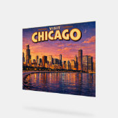 Chicago skyline and Lake Michigan in the evening アクリルサイン (傾斜)