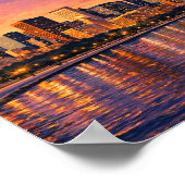 Chicago skyline and Lake Michigan in the evening ポスター (角)