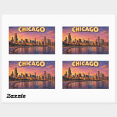 Chicago skyline and Lake Michigan in the evening 長方形シール (シート)