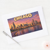 Chicago skyline and Lake Michigan in the evening 長方形シール (封筒)
