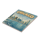 Chicago skyline and Lake Michigan in winter  タイル (側面)