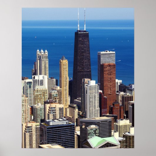 Chicago Skyline and landmarks ポスター (正面)