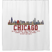 Chicago Skyline. Area Names and Coordinates シャワーカーテン (正面)