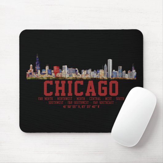 Chicago Skyline.  Area Names and Coordinates マウスパッド (マウス)