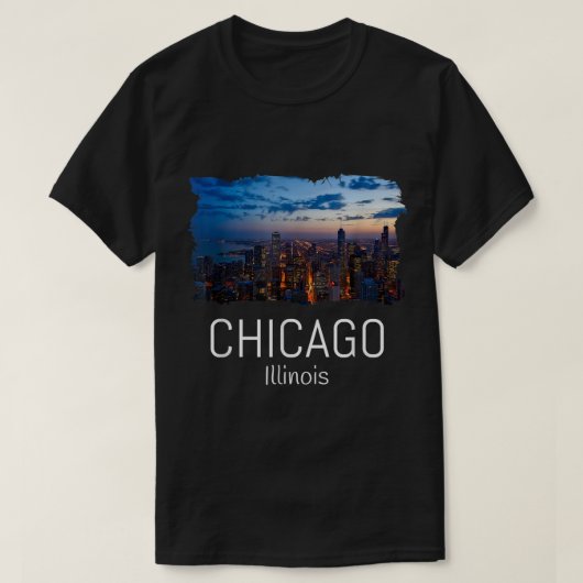 Chicago Skyline At Night Cool Souvenir Gift Chicag Tシャツ (デザイン正面)