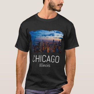 Chicago Skyline At Night Cool Souvenir Gift Chicag Tシャツ